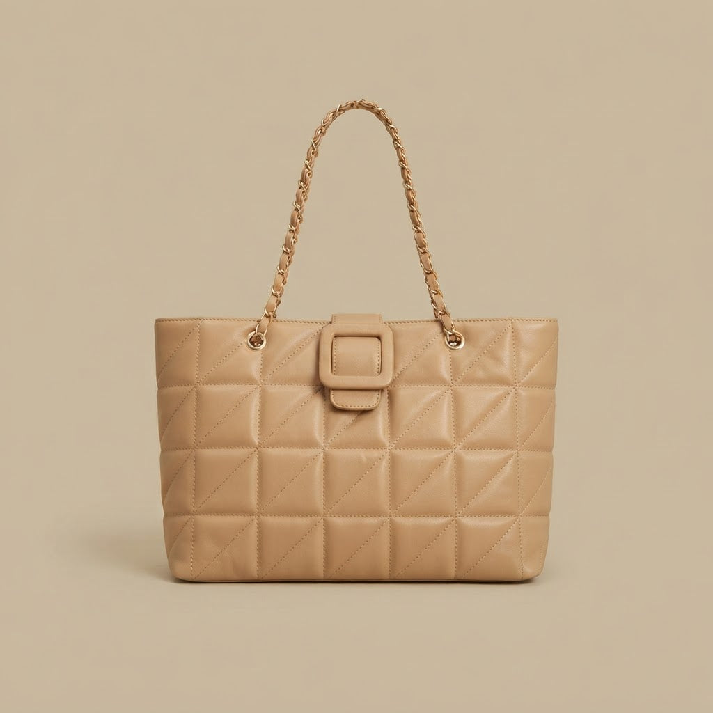 Shoulder Bag with Quilted Chain