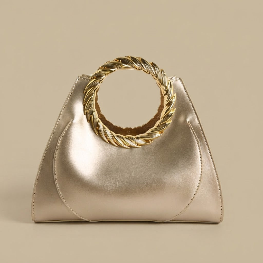 Hobo Bag with Gold Ring Handle