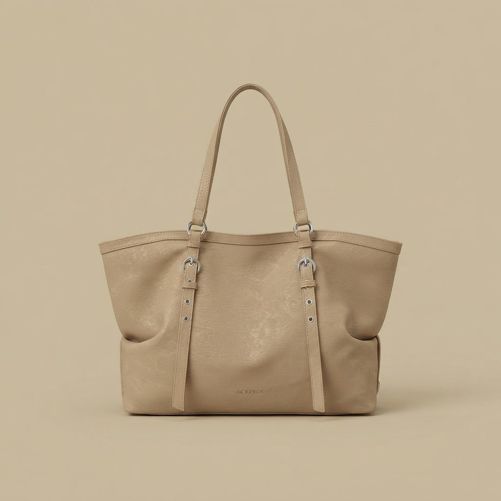 Tote Bag with Pleated Front