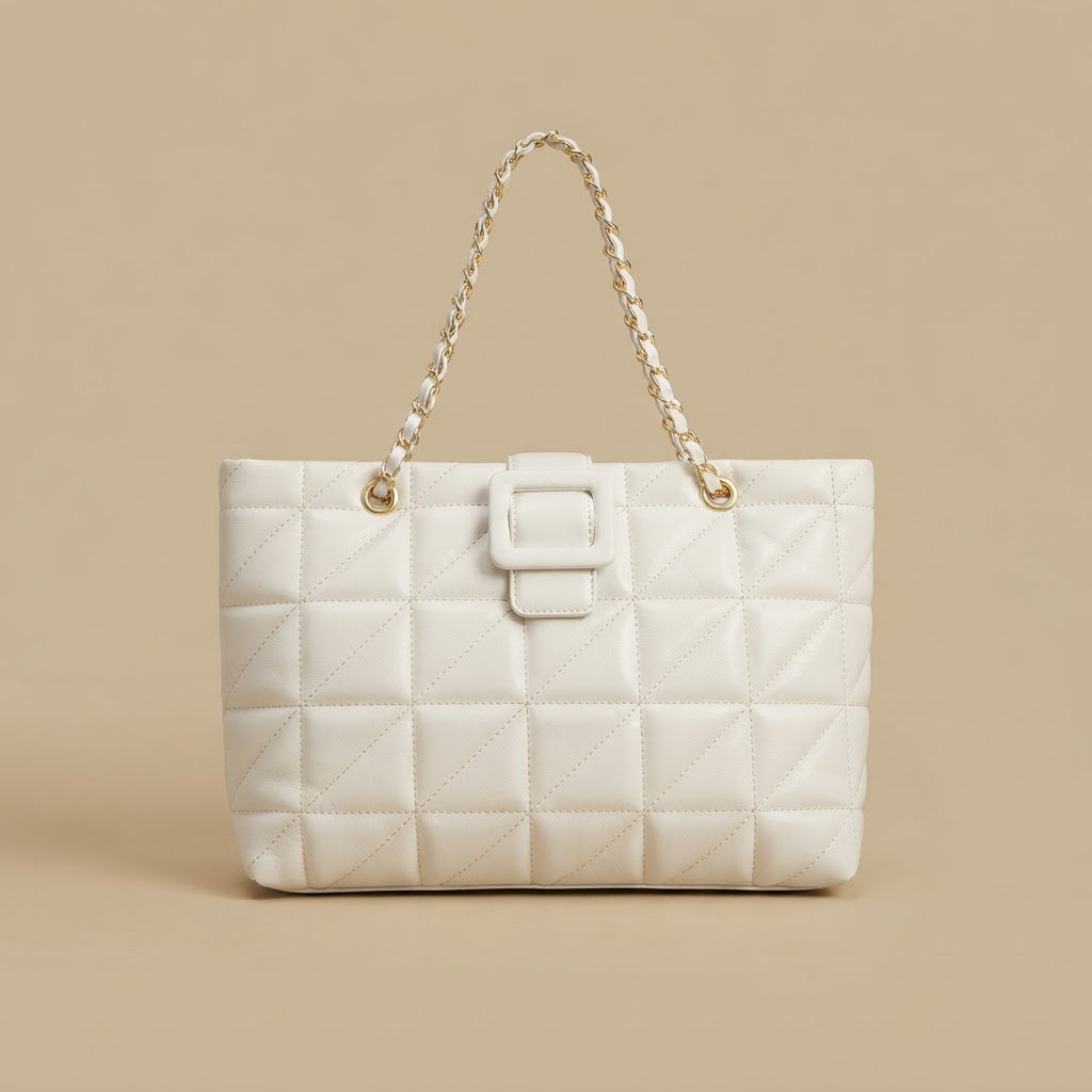 Shoulder Bag with Quilted Chain