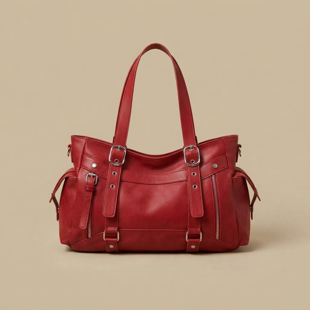 Shoulder Bag with Buckle Straps